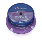 Verbatim DVD+R [ cake box 25 , 4.7GB , 16x , matte silver ]