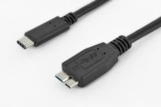 Assmann Kabel połączeniowy USB 3.0 SuperSpeed Typ USB C/microUSB B M/M czarny 1m