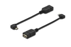 Assmann Kabel adapter USB2.0 HighSpeed OTG Typ microUSB B kątowy/USB A M/Ż 0,15m