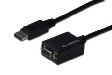 Assmann Kabel adapter Displayport1.1a z zatrzaskiem TypDP/DSUB15M/Ż czarny 0,15m