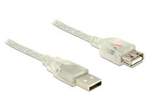 DeLOCK Kabel Przedłużacz USB 2.0 AM > USB 2.0 AF + ferryt, 2m, przezroczysty