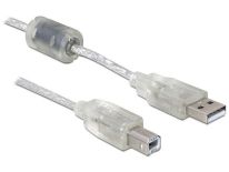 DeLOCK Kabel USB 2.0 AM > USB BM + ferryt, 3m, przezroczysty