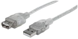 Manhattan kabel USB 2.0 A-A M/F 1,8m (srebrny)