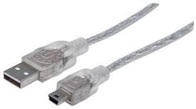 Manhattan kabel USB 2.0 A-B Mini (Canon) M/M 1,8m (srebrny)