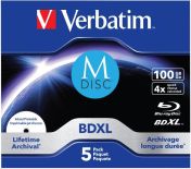 Verbatim BluRay M-DISC BD-R [ jewel case 5 , 100GB , 4x , Inkjet Printable ]