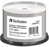 Verbatim CD-R [ spindle 50 , 700MB , 52x , WIDE SILVER INKJET PRINTABLE NON ID ]