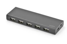 ednet HUB/Koncentrator 10-portowy USB 2.0 HighSpeed, aktywny, czarny