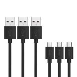 AUKEY CB-D10 Black zestaw 3 szt. szybkich kabli Quick Charge micro USB-USB , 3x1.2m , 5A , 480 Mbps