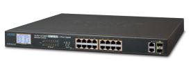 Planet Switch niezarządzalny Planet FGSW-1822VHP 16-Port PoE 100Base-TX + 2-Port Gigabit TP/SFP Combo LCD