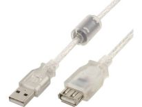 Gembird kabel przedłużacz USB 2.0 AM->AF, premium, ferryt, 0.75m, przezroczysty