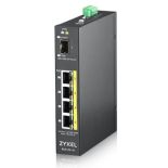 ZyXEL Zyxel RGS100-5P Industrial Switch 4x GbE+1x SFP, PoE DIN rail/Wall mount, IP30