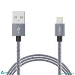 AUKEY CB-D24 Grey nylonowy szybki kabel Quick Charge Lightning-USB , 1m , certyfikat MFi Apple