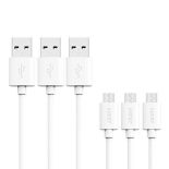 AUKEY CB-D10 White zestaw 3 szt. szybkich kabli Quick Charge micro USB-USB , 3x1.2m , 5A , 480 Mbps