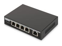 Digitus Switch Gigabit Desktop 4-portowy, 4x10/100/1000Mbps PoE+ af/at 62W, 1xUplink, metalowa obudowa