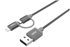 Unitek kabel lightning/ microUSB 100 cm szary, MFI, Y-C4031GY