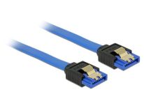 DeLOCK kabel SATA 6 Gb/s prosty/prosty, 10cm, niebieski, złote zatrzaski