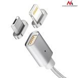 Maclean MCE160 Kabel micro USB magnetyczny silver Quick & Fast Charge