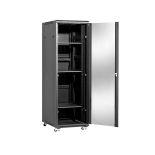 Linkbasic szafa stojąca rack 19'' 37U 600x800mm czarna (drzwi przednie szklane)