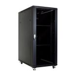 Linkbasic szafa stojąca rack 19'' 27U 600x1000mm czarna (drzwi przednie szklane)