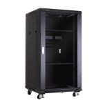 Linkbasic szafa stojąca rack 19'' 22U 600x800mm czarna (drzwi przednie szklane)