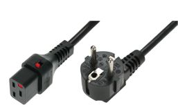 Assmann Kabel zasilający IEC LOCK 3x1,5mm2 Typ Schuko kątowy/IEC C19 M/Ż 2m czarny