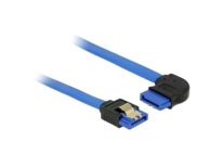 DeLOCK kabel SATA 6 Gb/s prosto/kątowy prawo metal.zatrzaski 70cm niebieski