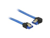 DeLOCK kabel SATA 6 Gb/s prosto/kątowy lewo metal.zatrzaski 20cm niebieski