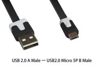 Vakoss Kabel Micro USB 2.0 A-B M/M 1m, TRANSFER i ŁADOWANIE, płaski, czarny