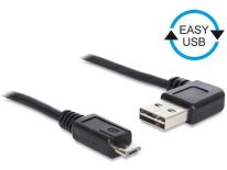 DeLOCK Kabel USB Micro AM-BM 2.0 0.5m Czarny Kątowy Lewo/Prawo USB-A Easy-USB