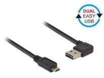 DeLOCK Kabel USB Micro AM-BM 2.0 0.5m Czarny Kątowy Lewo/Prawo Dual Easy-USB