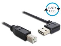 DeLOCK Kabel USB AM-BM 2.0 0.5m Czarny Kątowy Lewo/Prawo USB-A Easy-USB