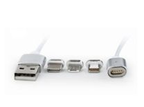 Gembird kabel USB magnetyczny micro/USB-C/8-pin, blister, szary 1M