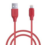 AUKEY CB-AL1 Red nylonowy szybki kabel Quick Charge Lightning-USB , 1.2m , certyfikat MFi Apple