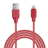 AUKEY CB-AL2 Red nylonowy szybki kabel Quick Charge Lightning-USB , 2m , certyfikat MFi Apple