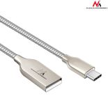 Maclean MCE192 Kabel Type-C metalowy silver Quick & Fast Charge