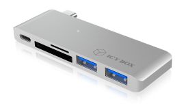 RaidSonic Technology IcyBox Stacja dokująca do notebook USB Type-C, czytnik SD i microSD, Srebna