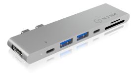 RaidSonic Technology IcyBox Stacja dokująca do notebook 2x USB Type-C, Thunderbolt,czytnik SD, Srebna