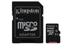 Kingston 64GB microSDXC Canvas Select 80R CL10 UHS-I Card + SD Adapter