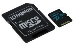 Kingston 128GB microSDXC Canvas Go 90R/45W U3 UHS-I V30 Card + SD Adapter