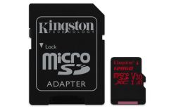 Kingston microSDXC Canvas React 128GB 100R/80W U3 UHS-I V30 A1 Card + SD Adptr