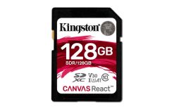 Kingston SDXC Canvas React 128GB 100R/80W CL10 UHS-I U3 V30 A1