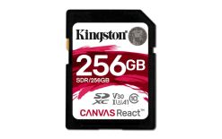 Kingston SDXC Canvas React 256GB 100R/80W CL10 UHS-I U3 V30 A1