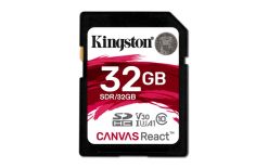 Kingston SDHC Canvas React 32GB 100R/70W CL10 UHS-I U3 V30 A1