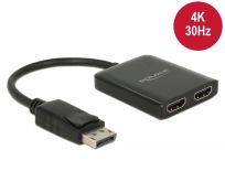 DeLOCK Splitter DisplayPort 1.2 - 2x HDMI 4K czarny na kablu 25cm