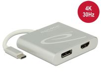 DeLOCK Splitter USB-C - HDMI + DisplayPort srebrny