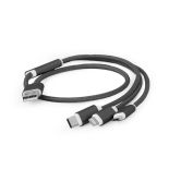 Gembird kabel USB 3w1 do ładowania micro USB/USB-C/8-pin, czarny, 1m