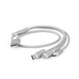 Gembird kabel USB 3w1 do ładowania micro USB/USB-C/8-pin, srebrny, 1m