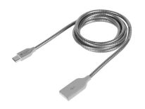 NATEC Extreme Media kabel microUSB - USB 2.0 (M), 1m, srebrny, metaliczny oplot