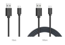 Unitek kabel 2w1 microUSB-USB, 1m + 15cm, czarny, C4050BK