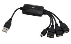 Esperanza EA114 - Hub 3 Porty USB 2.0 + 1 x mini USB